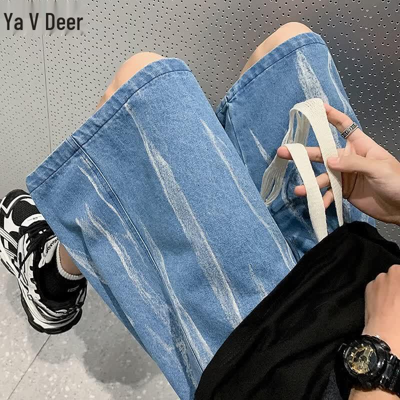 Джинсовые шорты Yalu для мужчин, с эффектом тай-дай, свободного кроя 3XL синий