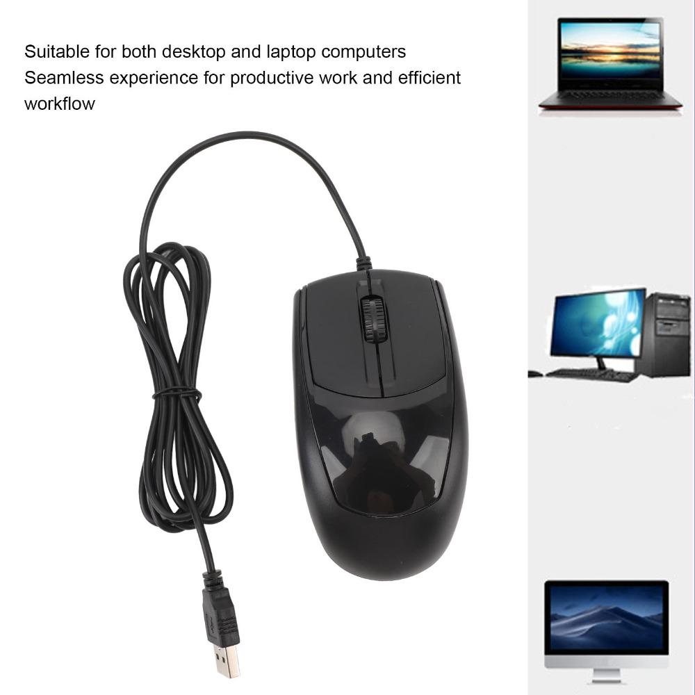 Black USB Wired Mouse Plug Play Optical Mouse Comfort Grip Ergonomic Mouse  Gaming