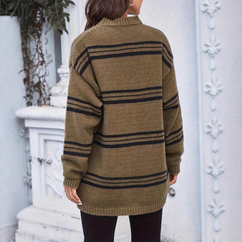 Damen S Herbst Winter Lockerer Langarm Strickpullover Pullover Mit Taschen