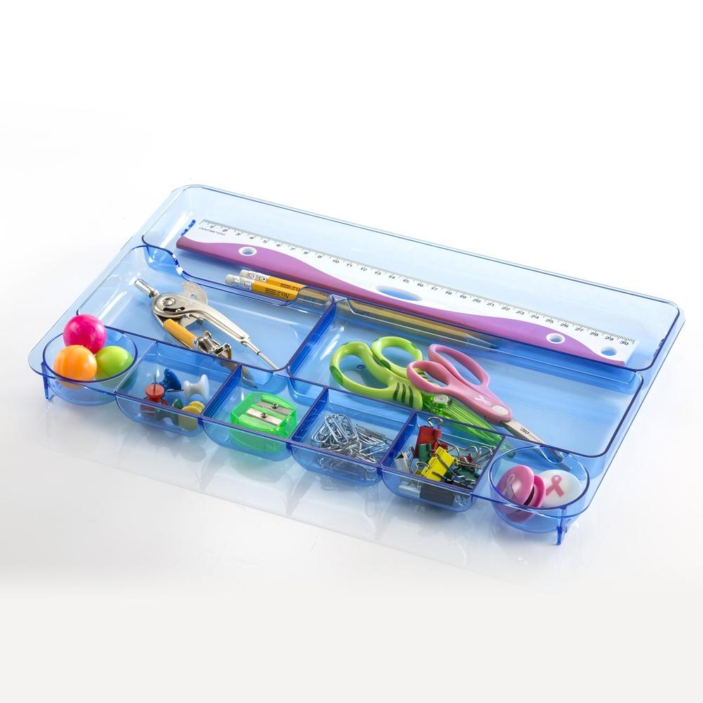 

Blue Glacier Drawer Tray 9 Compartments Desktop Organizer Storage Clips Pins Stamps Pencils Scissors Office Supplies United States