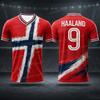 Maglia Speciale Norvegia Calcio Personalizzata Maglietta per Tifosi Calcio Haaland N.9 Regalo per Tifosi Maglia da Allenamento Tshirt