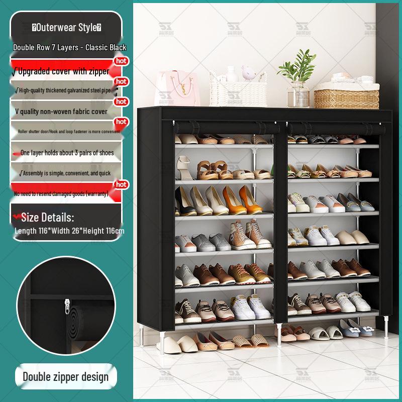 Multi-Layer Indoor Shoe Rack with Curtain
