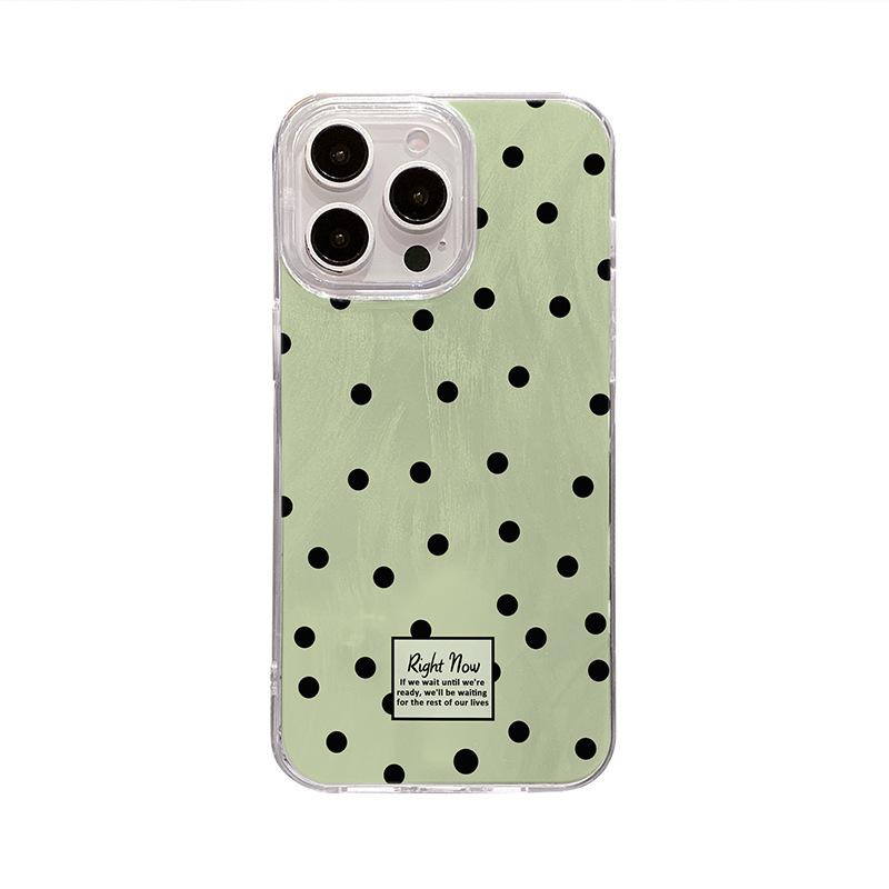 Korean Green Feather Yarn Polka Dot 15 for Apple 16 Promax Mobile Phone Case for IPhone 14/13 Anti-fall 12/11