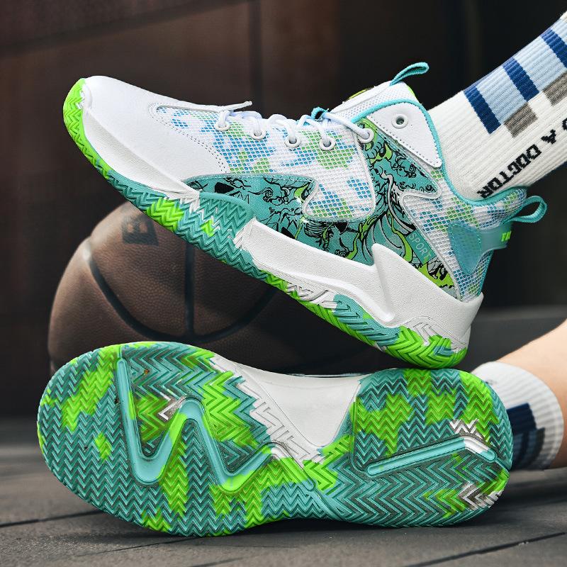 New basketball shoes graffiti breathable and comfortable adult student competition practical sports training sneakers 36