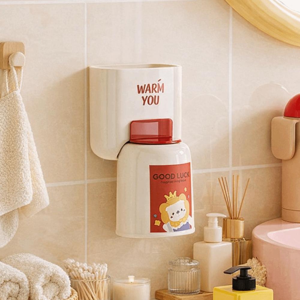 Süßer Wandmontierter Zahnbürstenhalter Stanzfreier Zahnpastaklip Mundspülbecher-Haken Badezimmer