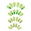 24-Piece Almond Shape Wearable Nails with Green French Tip, Frog, Cherry, Mushroom, and Star Art