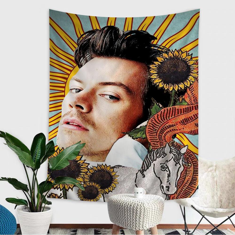 Şarkıcı H-Harry Müzik Tarzları Kendin Yap Duvar Gobleni Hippie Çiçek Duvar Halıları Yurt Dekoru Duvar Sanatı Dekoru