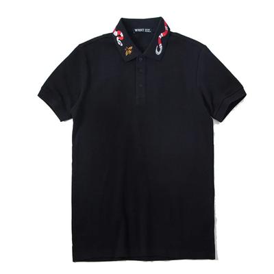 Hoch Neue Neuheit Stickerei Schlange Biene Kragen Mode Lässig Poloshirts Hemd Skateboard Baumwolle Polos Top T-Shirt