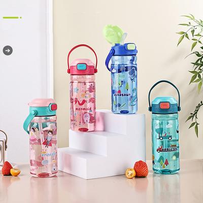550ML Children Cartoon Plastic Cup With Straw Portable Leakproof Water Bottles For Student Kettle Kids Water Cup Drinking Bottle