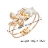 Creative Pearl Shell Starfish Cuff Enamel Ocean Vibe Metal Bracelet Gold Color Irregular Open Bangle Women