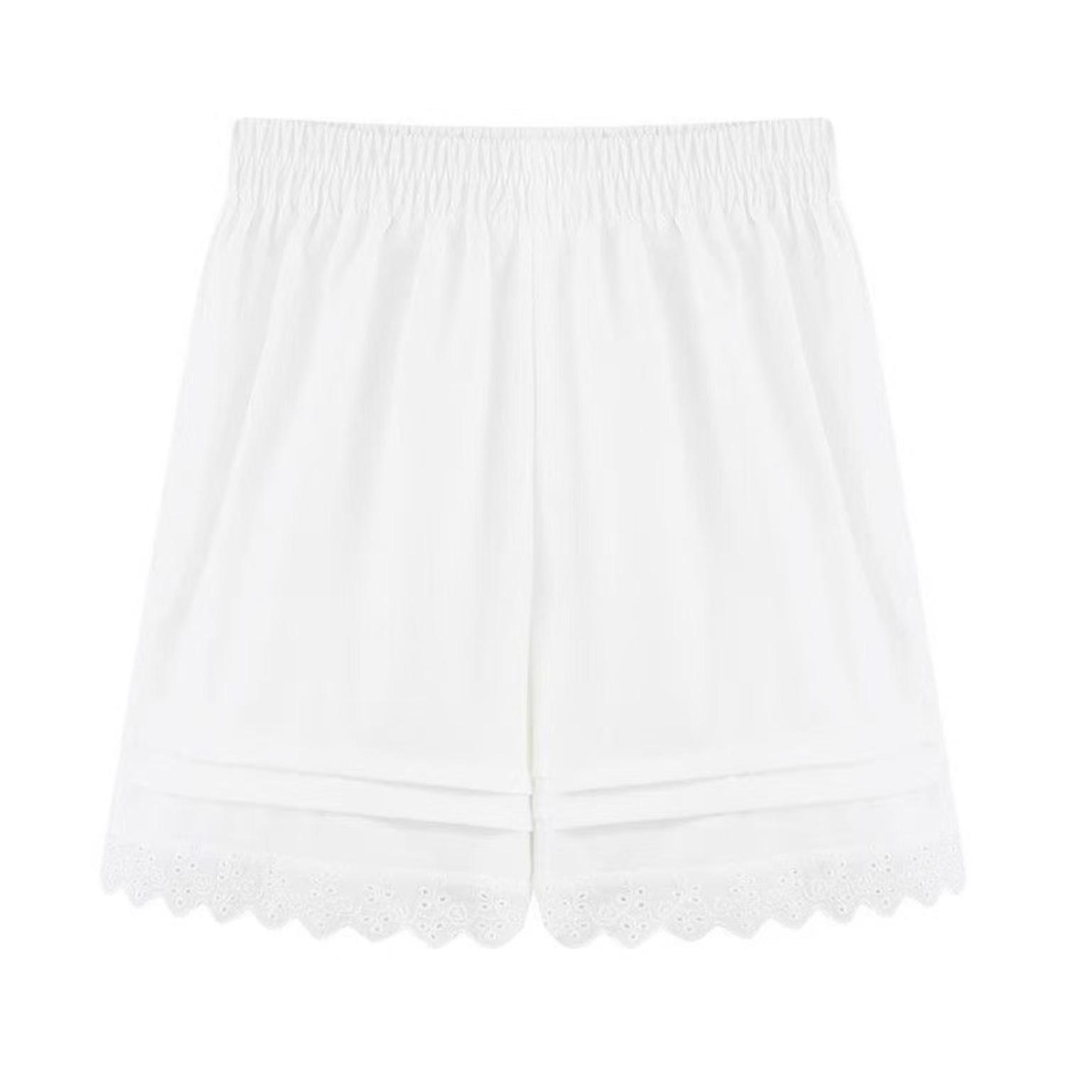 Women s High Waist Wide Leg Shorts Loose Fit Lace Trim Casual Summer Shorts S