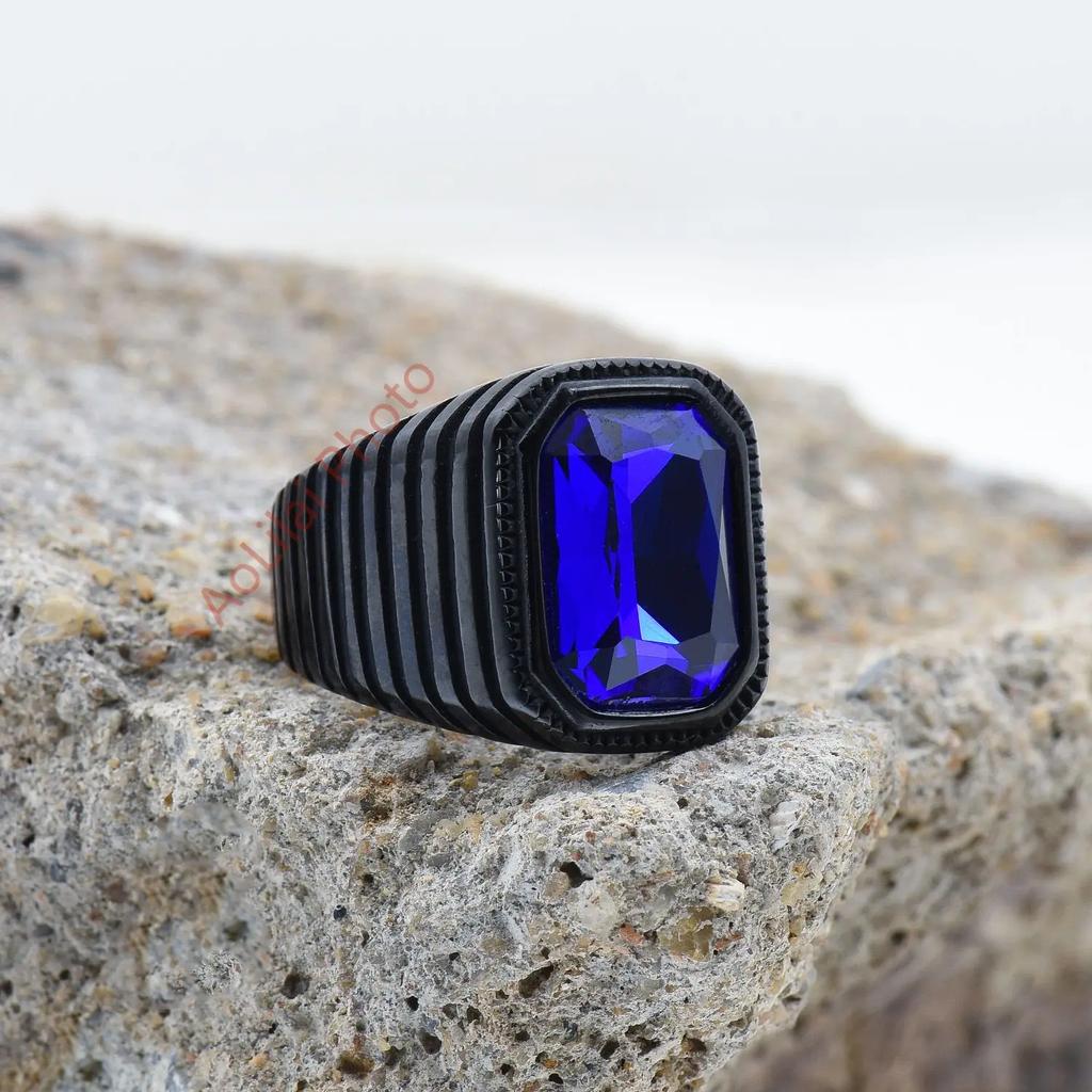 Herr/Dam Högkvalitativa 316L Rostfritt Stål Onyx Ädelstensstil Ringar Klassisk Mode Trend Smycken