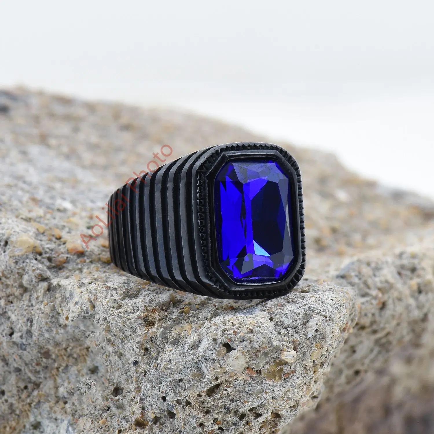 

Мужские/Женские Высококачественные Кольца Стиль Оникса из Нержавеющей Стали 316L Классическая Модная Тенденция Ювелирные Изделия 8 синий