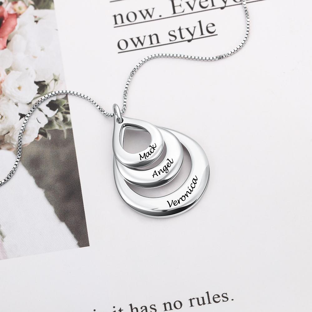 Color Color Necklaces Personalize Stylish Fashionable Promised Jewelry Hollow Pendant Engrave 3 Women Names Anniversary NecklaceFashion