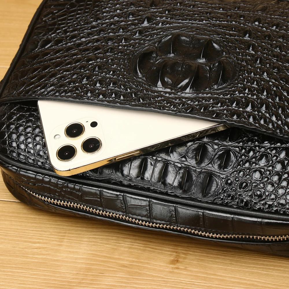 Crocodile Leather Men's Bag, Genuine Leather Messenger Bag, Business Fashion and Leisure Going Out, Large-capacity Small Bag, Men's Shoulder Bag.