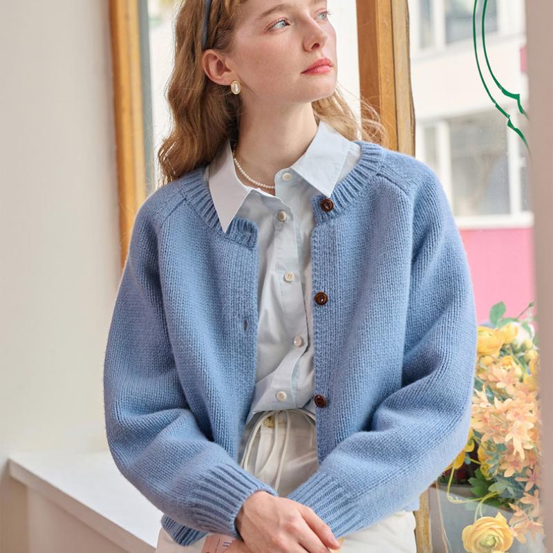 

Модный повседневный вязаный кардиган с круглым вырезом, женская куртка, осенне-зимние винтажные кардиганы, свитер, женские пуговицы, элегантное однотонное трикотажное пальто 24801 One Size синий