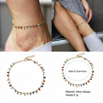 Kleurrijke Rijstkorrels Kwast Hanger Voetornamenten Rijstkorrels Handgemaakt Gouden Ketting Damesarmband En Voetarmband