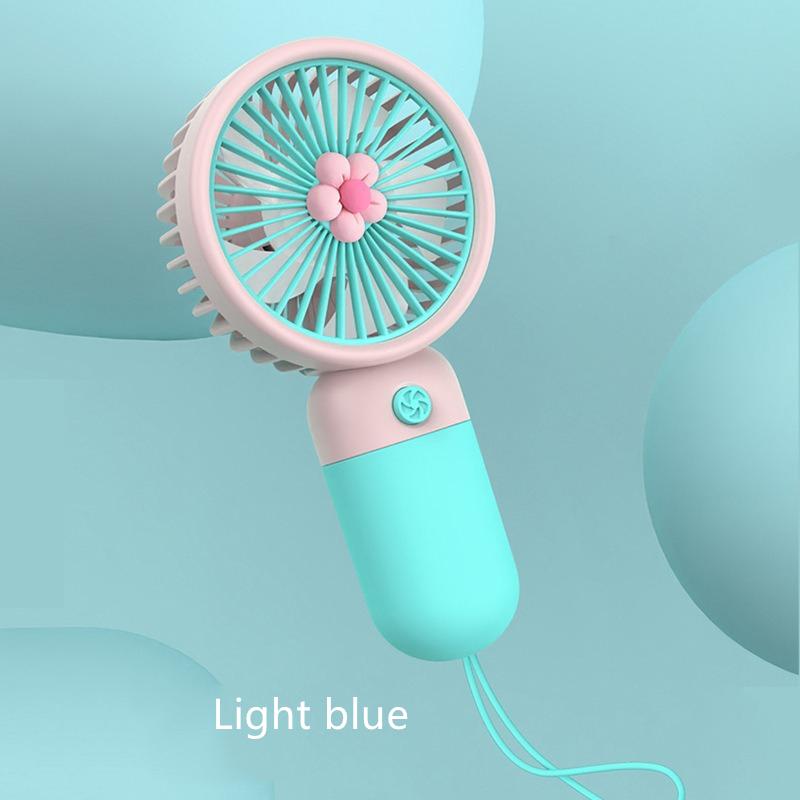 Mini-Ventilator für den Sommer, tragbarer Handventilator mit niedlichen Cartoon-Motiven, ideal für Schüler, mit USB-Ladefunktion und verschiedenen Fruchtmotiven in unterschiedlichen Farben.