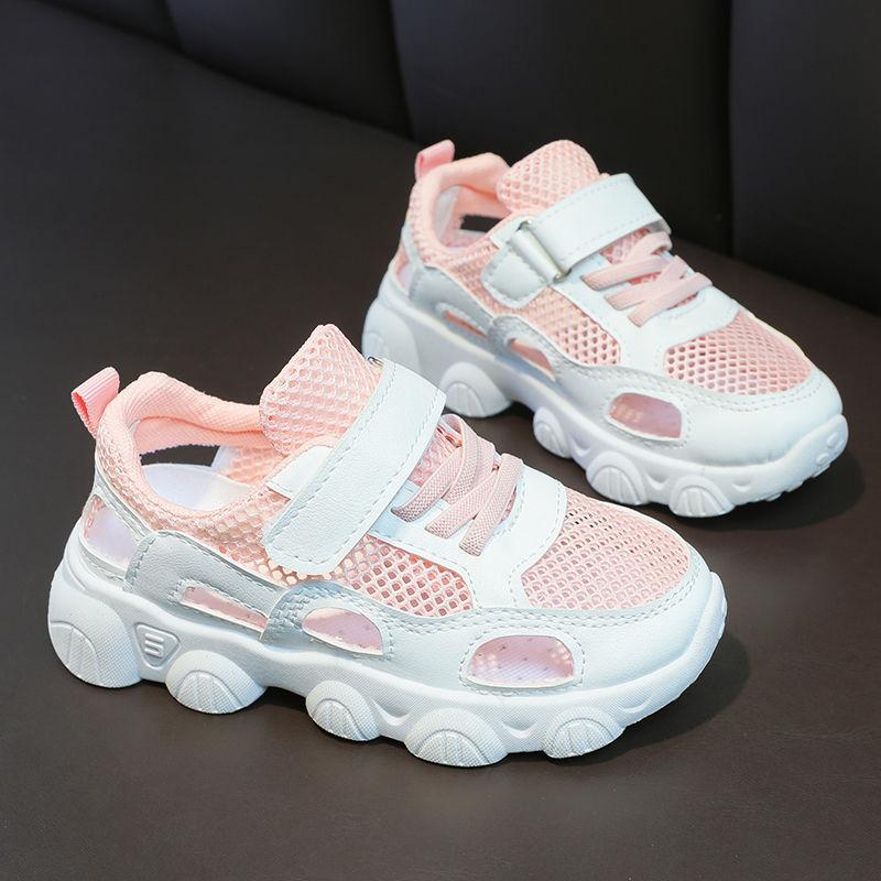 Summer boys and girls mesh breathable sports shoes spring and autumn children's casual soft sole hollow boys dad shoes baby shoes