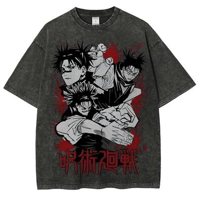 T-shirt Choso Jujutsu Kaisen Maglietta Manipolazione del Sangue Lavata Vintage Retro Anime Harajuku Abbigliamento Streetwear da Uomo