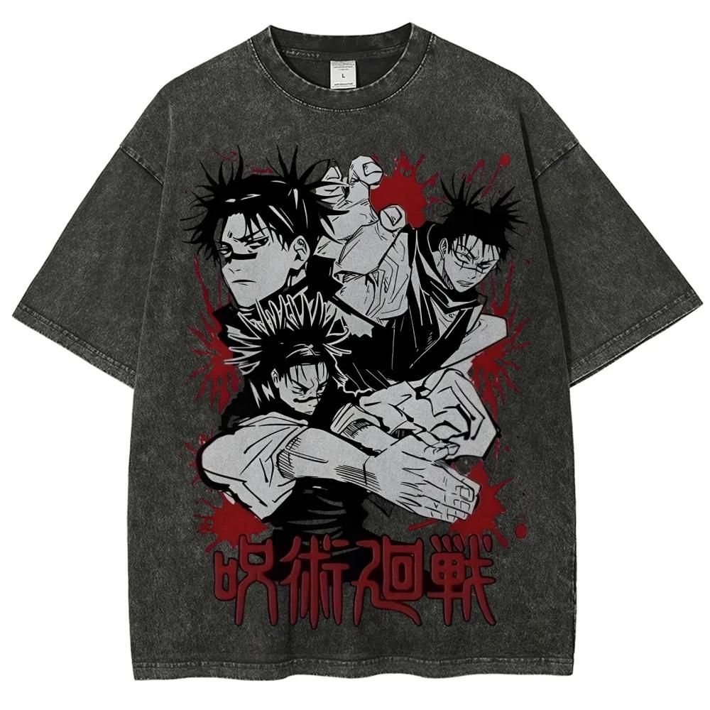 

Choso Jujutsu Kaisen Tshirt Blood Manipulation Tee Vintage Washed Oversized Retro Anime Harajuku Men Streetwear Graphic Clothes M