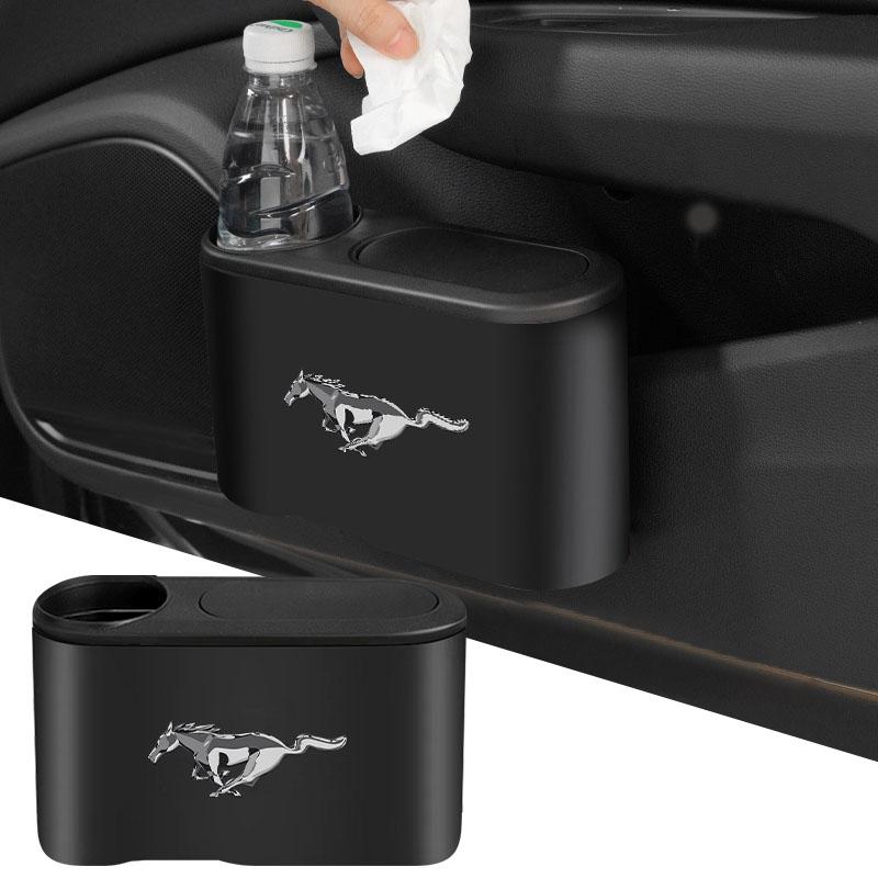 1Pcs Portable Hanging Mini Car Trash Can Wastebasket Trash Can with Lid For Ford Mustang Explorer Focus Shelby GT350 Kuga Fusion F-150 500