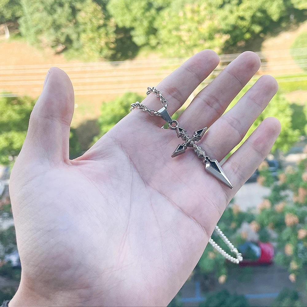 Anime Fate Stay Night Necklace Fate Zero Saber Emiya Cross Pendant Necklace For Women Men Accessories Manga Jewelry Gift