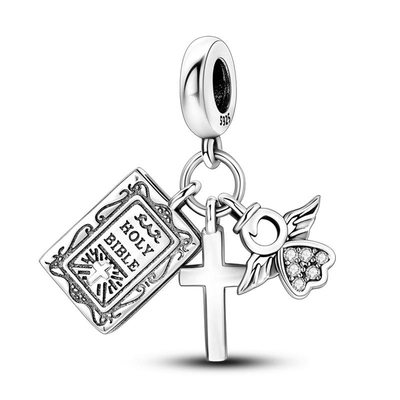 Holy Blessing copper Cross Wings Bible White Dove Classical 3mm Charm Bead Charms Bead Charms Compatible With Pandora Authentic Bracelets Do It Yourse