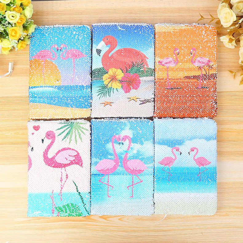 JM Shop Sequin Fish Lining Flip Flamingo Book Creative Stationery Diary