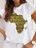 New Unisex's African-Style Casual Short-Sleeve T-Shirt, Loose-Fit Round-Neck Summer White T-Shirt, Printed Unisex's T-Shirt
