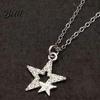 Shiny Star Pendant Five-pointed Necklace Sparkling Rhinestone Stars Adjustable Alloy