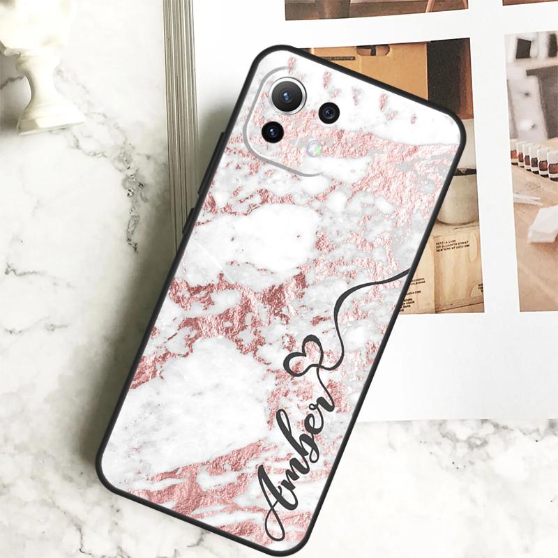 PERSONALISED initials name Rose Gold Cover For POCO M6 X6 Pro X3 X4 X5 M5s F3 F5 Xiaomi 13T Pro 11T 12T 12 13 Lite 14 Ultra Case