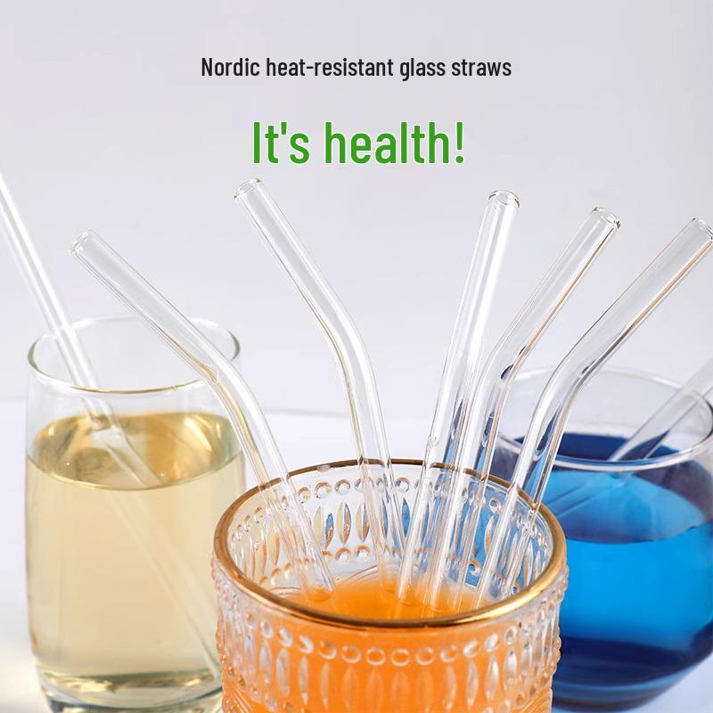 Heat-Resistant Transparent Glass Straw - Lipstick-Proof, Bubble Tea, Non-Disposable, Thick, Adult & Maternity Use