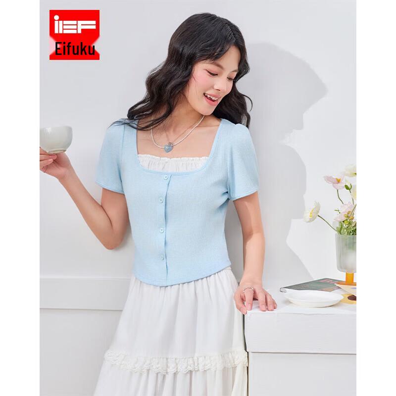 IEF French Style Faux Two-Piece Short Top L