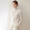Womens Thick Cashmere Knit Cardigan With High Neck Dual Zippers Fall Winter Loose Fit Long Sleeve Outerwear