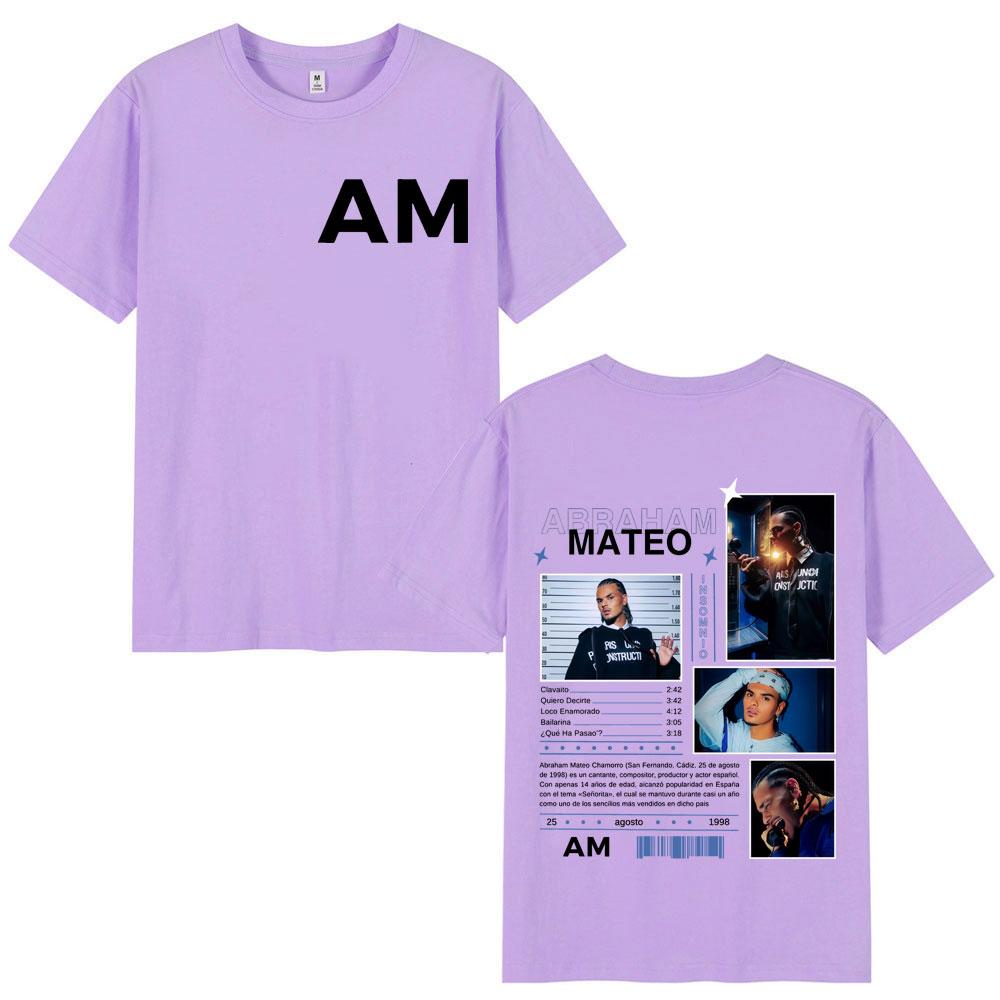 Singer Abraham Mateo Insomnio Album Merch Tshirt High Quality Fashion Oversized T Shirt Men Women Casual Short Sleeve Tshirts