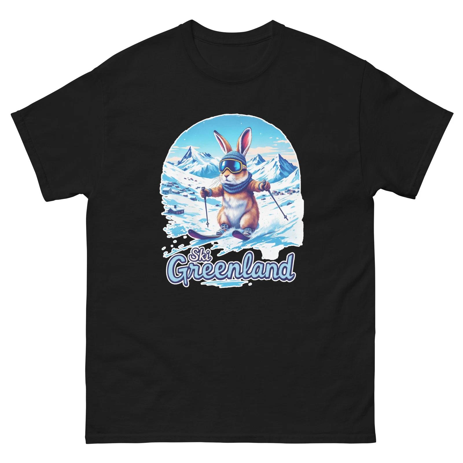 Ski Greenland Rabbit Cute Animal Skiing T-Shirt M