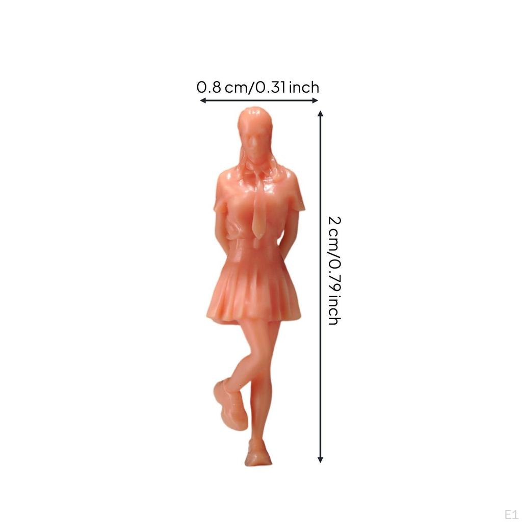 Schoolgirl Figure Unpainted Miniature with Long Hair Blank for Hobbyists, Collectors, Diorama, Desk