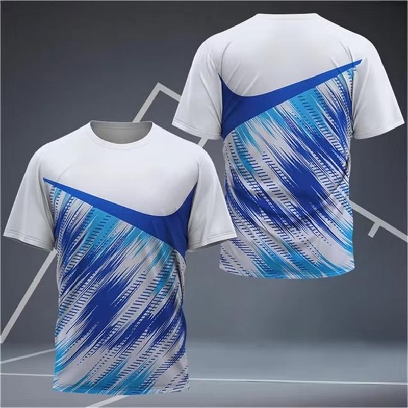 Simple Geometric Patterns Badminton T Shirts For Men Summer Fashion Short Sleeve 3D Printed T-shirt Casual Oversized Sports Tees