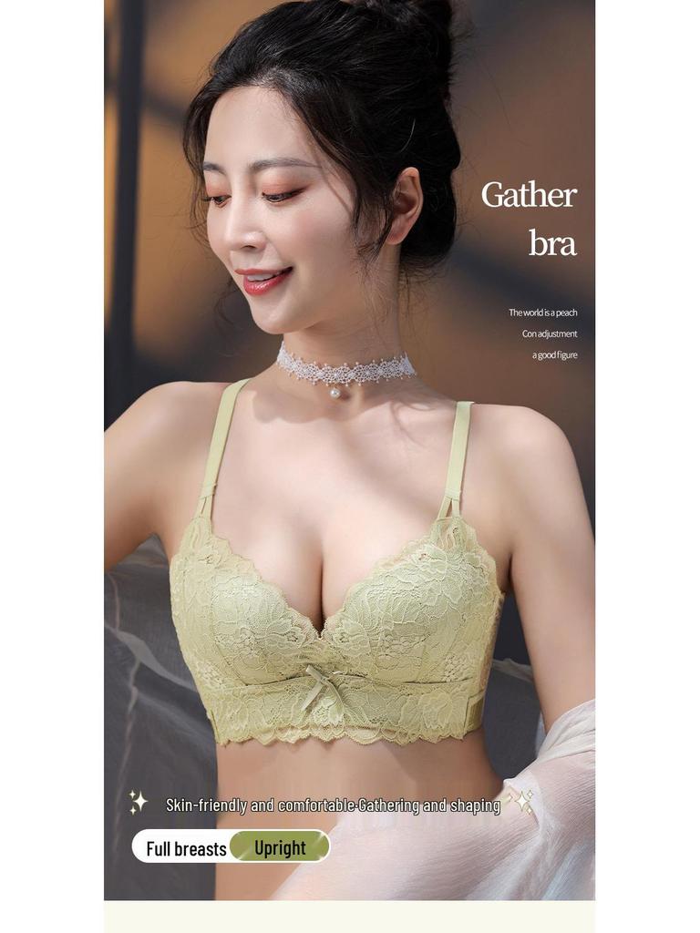 Lace Back Sexy Uplift Bra - Wireless, Side Support, Summer Thin