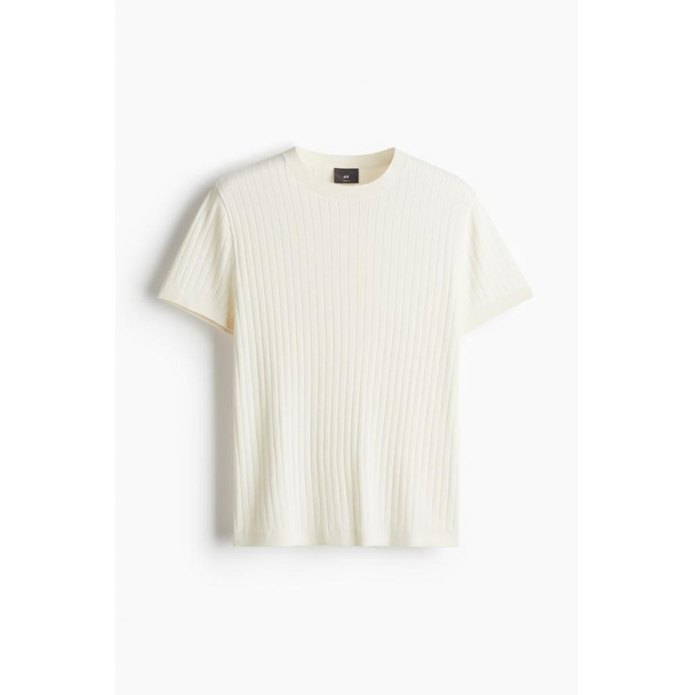 H M Regular FiT KniT T sHirT ligHT Beige