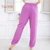 Unisex Bloomers Mid-rise Elastic Waist Casual Loose Leg Pants Solid Color Sporty Style Lightweight Trousers Versatile Wear