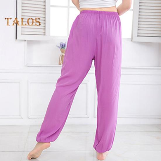 Unisex Bloomers Mid-rise Elastic Waist Casual Loose Leg Pants Solid Color Sporty Style Lightweight Trousers Versatile Wear