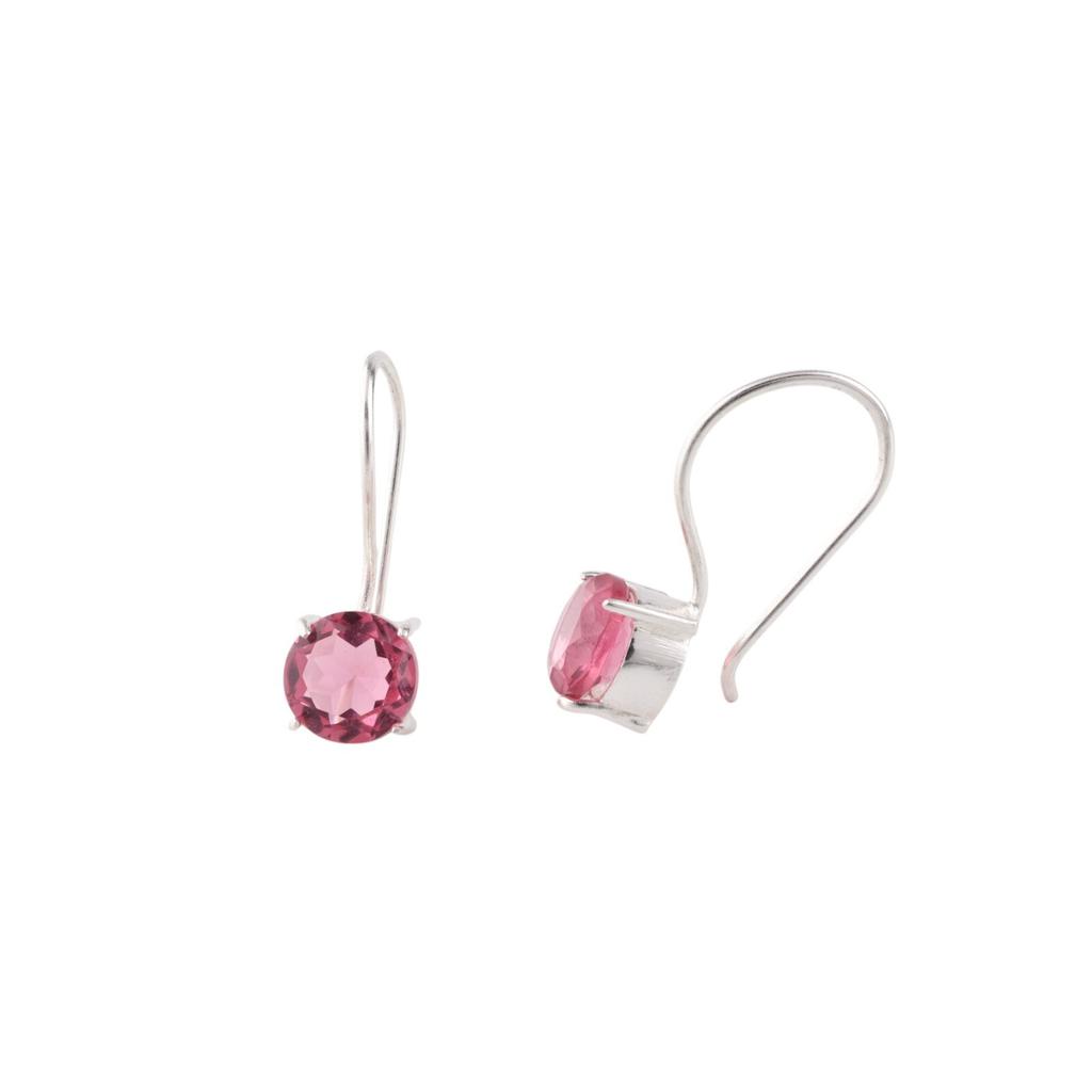 Pink Tourmaline Gemstone 925 Sterling Silver Jewelry Handcrafted Earrings 0.92" EE-174-6