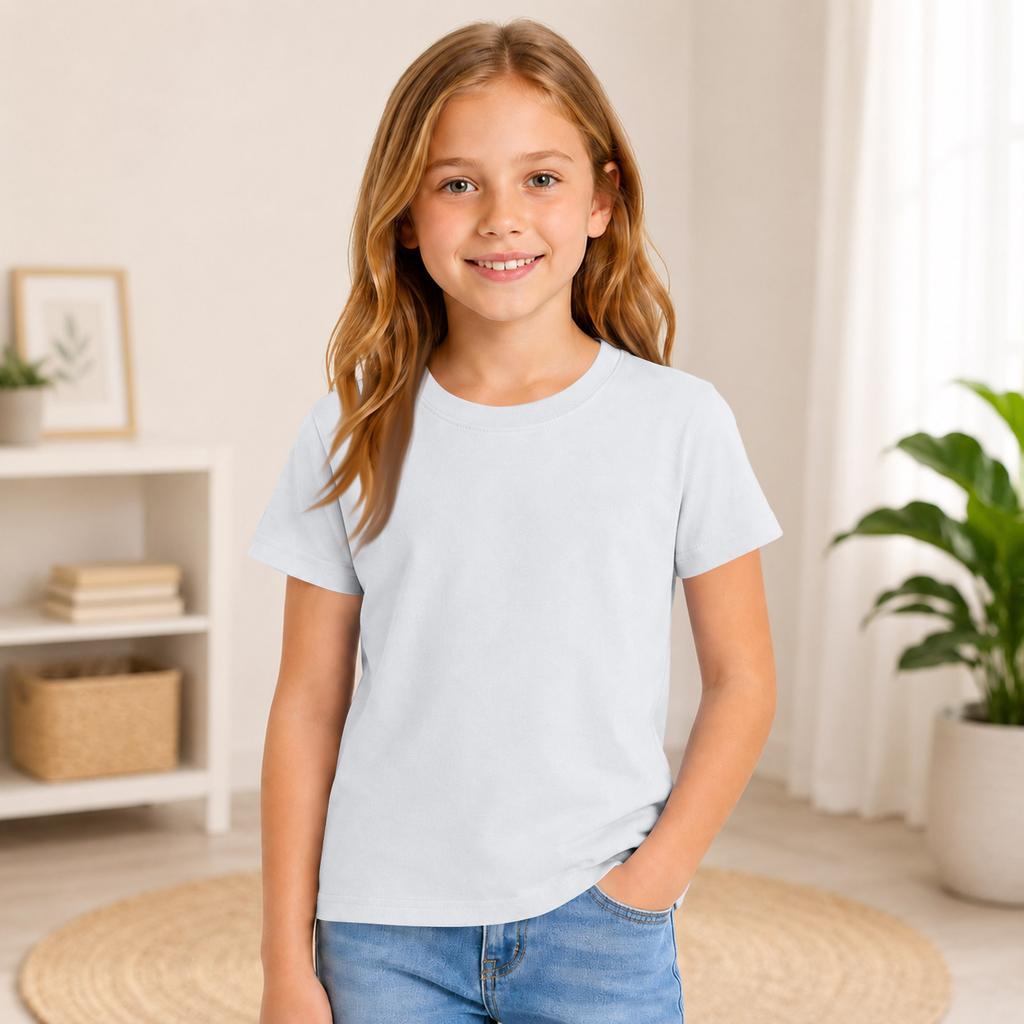 Kids Color Short Sleeve Round Neck T-Shirt for Everyday Casual Wear