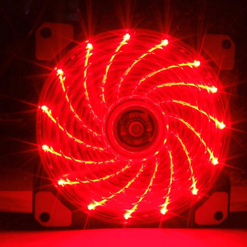 12CM 120mm Red 15 LEDs Lights Fan Cooler Case PC Computer Cooling Tool