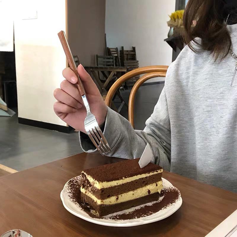 1/5 Stück Edelstahl Imitation Holzgriff Besteckset Geschirrklammer Westliches Tafelgeschirr Messer Gabel Teelöffel