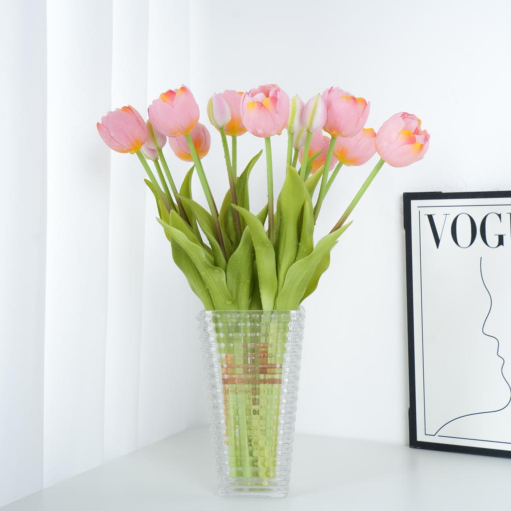 Soft Rubber 5-Head Double Tulip, Home Light Luxury High-End Decorative Tulip Simulation Flower