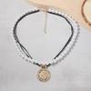 Simple and Fashionable High-end Alloy Relief Pendant Double-layer Stacked Wearing Niche Design Imitation Pearl Women's Necklace