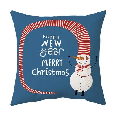 Merry Christmas Cushion Cover 45*45 Cartoons Pillowcase Cotton Linen Sofa Cushions Pillow Cases Pillow Covers